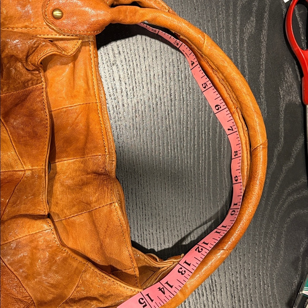 🥑Patchwork Leather Hobo Bag | Brown | Soft Handle & Pockets - Picture 7 of 8